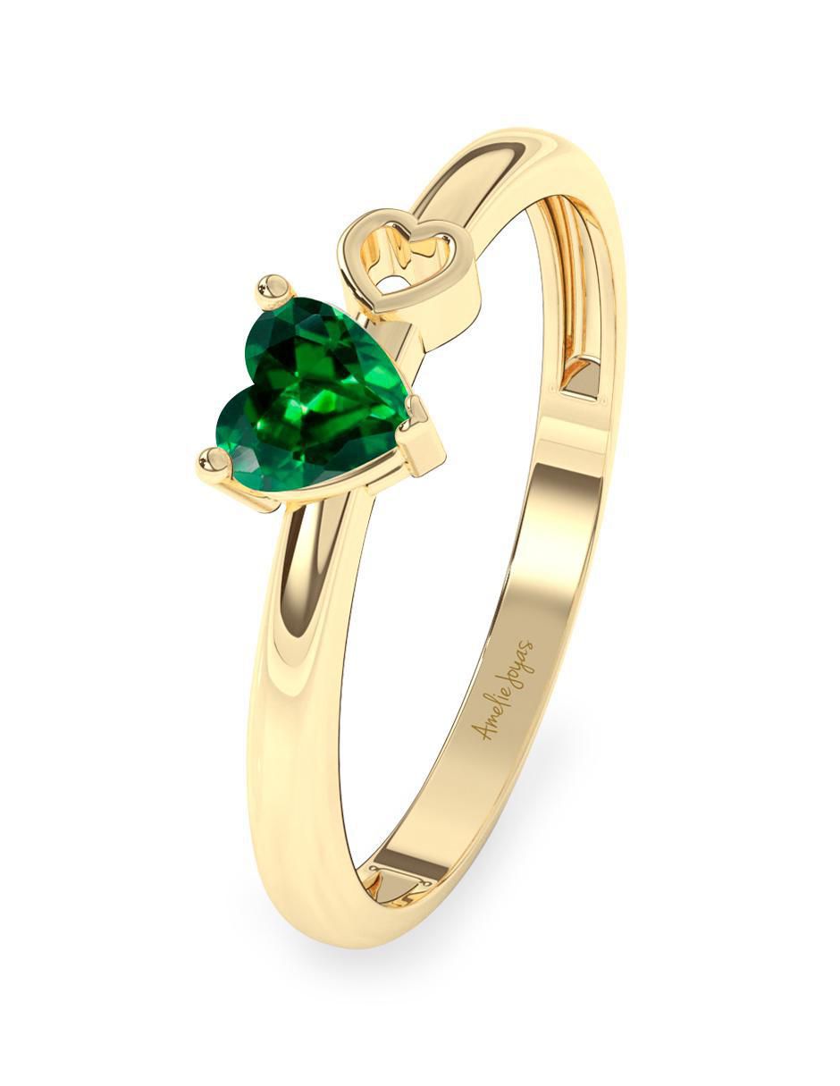 Anillo "de (si aplica)" corazón amelie joyas sin coleccion no aplica 10 k "de" oro zirconia pulido