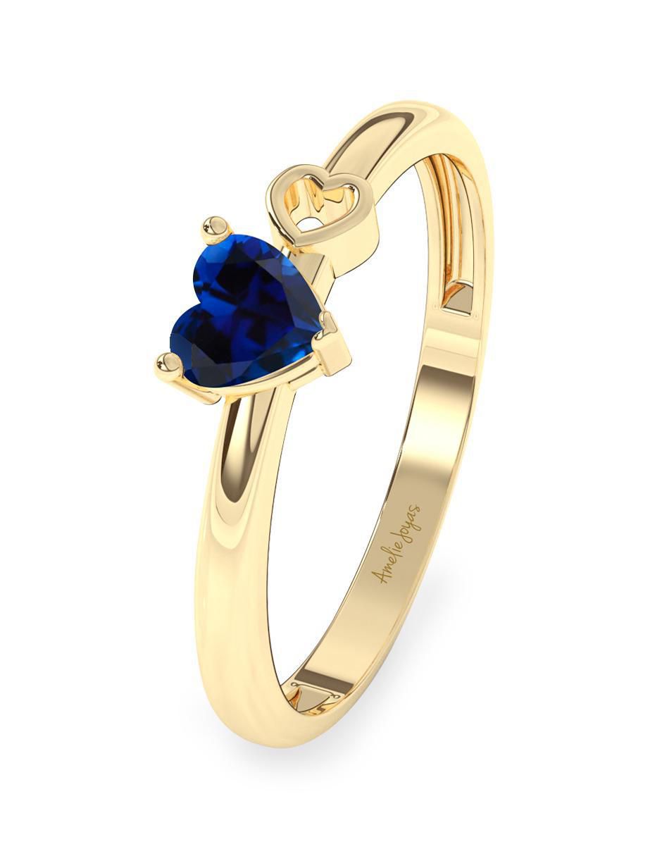 Anillo "de (si aplica)" corazón amelie joyas sin coleccion no aplica 10 k "de" oro zirconia pulido