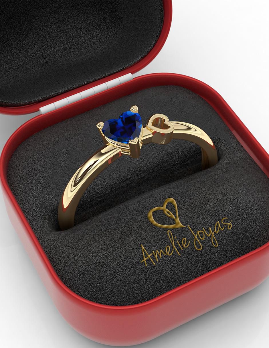 Anillo "de (si aplica)" corazón amelie joyas sin coleccion no aplica 10 k "de" oro zirconia pulido