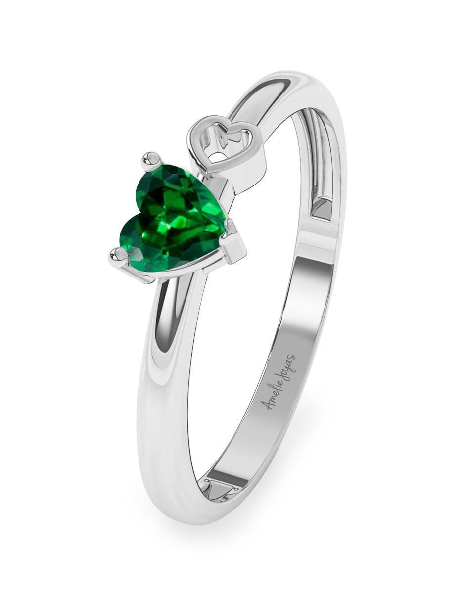 Anillo de corazón 10 k de oro zirconia pulido 2