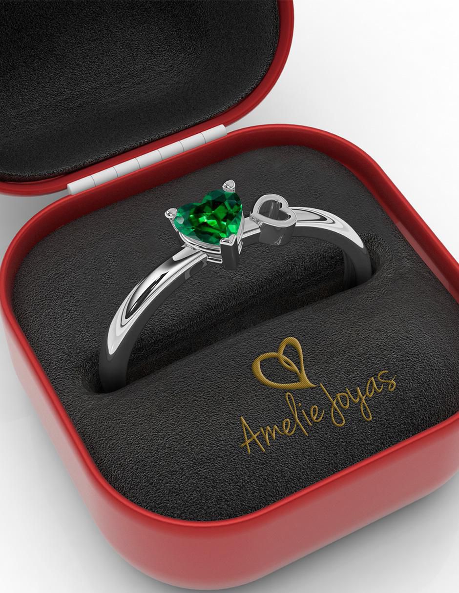 Anillo de corazón 10 k de oro zirconia pulido 4