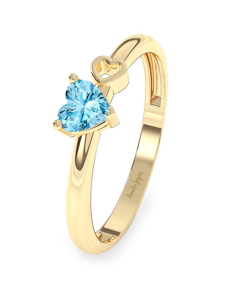 Anillo "de (si aplica)" corazón amelie joyas sin coleccion no aplica 10 k "de" oro zirconia pulido
