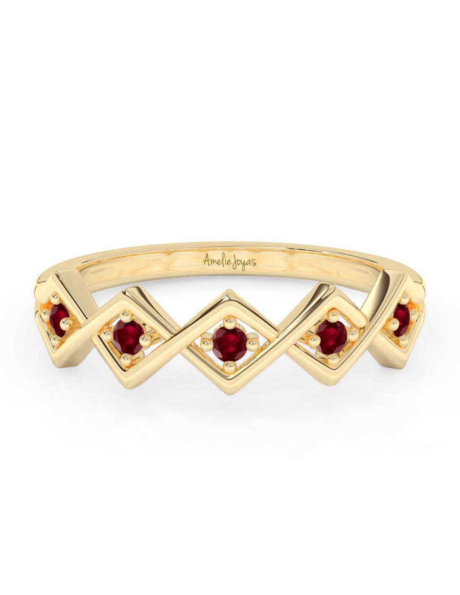 Anillo 10 k de oro rubí pulido