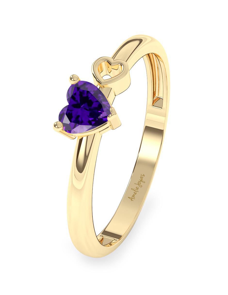 Anillo "de (si aplica)" corazón amelie joyas sin coleccion no aplica 10 k "de" oro zirconia pulido