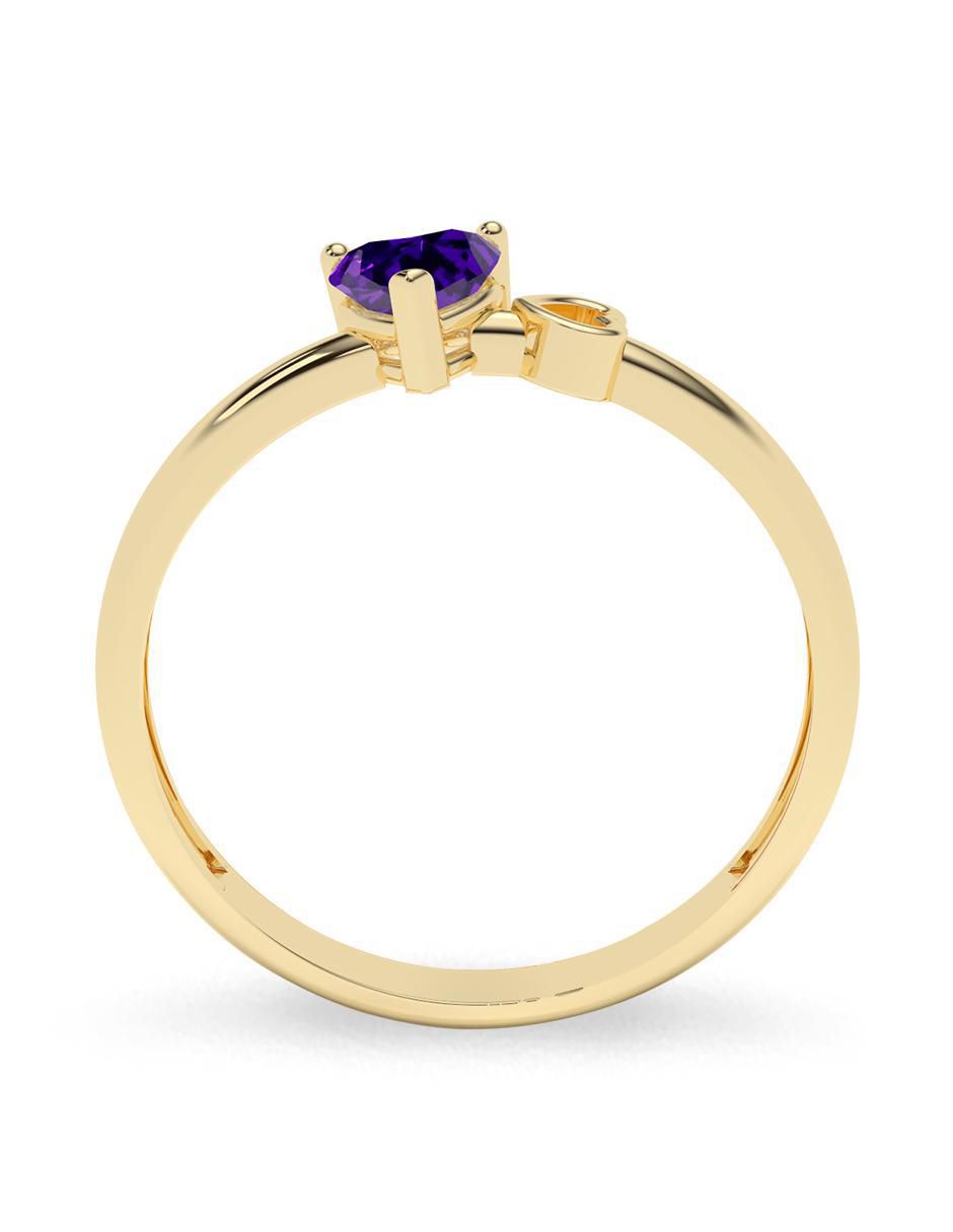 Anillo "de (si aplica)" corazón amelie joyas sin coleccion no aplica 10 k "de" oro zirconia pulido