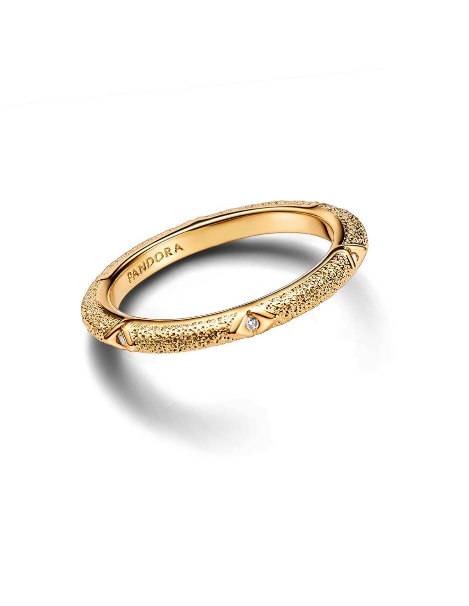 Anillo ME de plata P 925 zirconia cúbica con acabado baño de oro