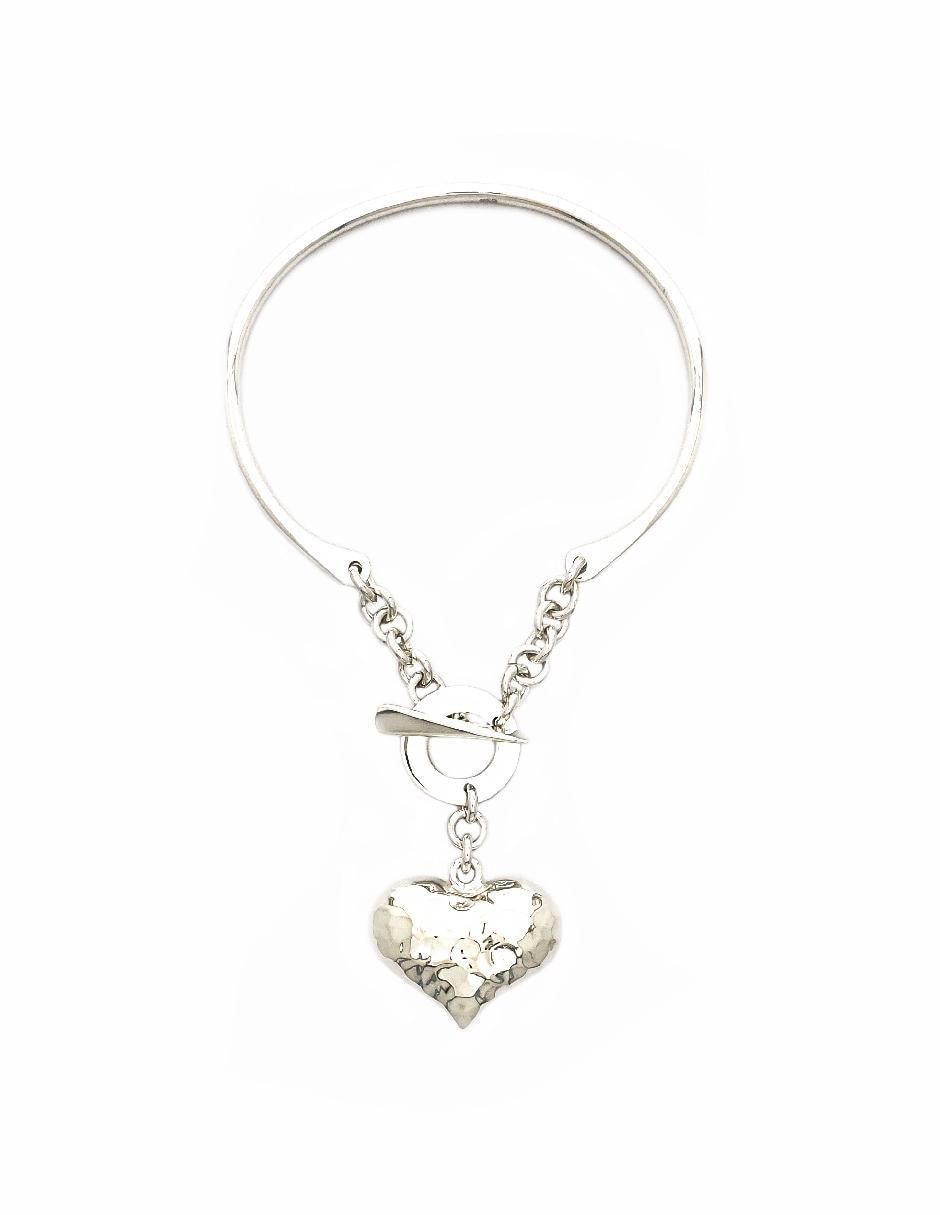 Brazalete de plata P 925 corazon tiff bombeado martillado con acabado pulido Brazalete de plata P 925 corazon tiff bombeado martillado con acabado pulido