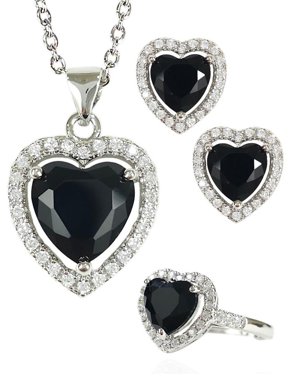Aretes y collar de corazón zirconia