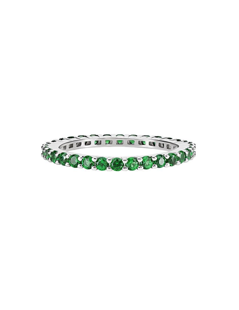 Anillo P 925 de plata esmeralda pavé