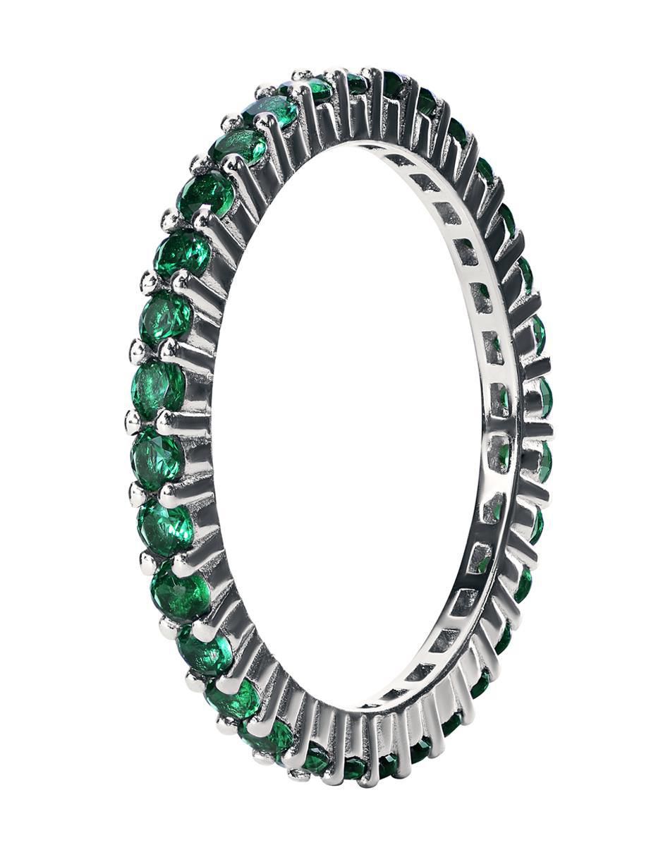 Anillo P 925 de plata esmeralda pavé 2