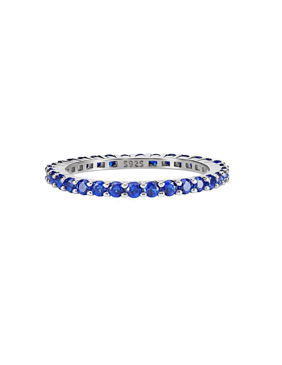 Anillo P 925 de plata zafiro pavé