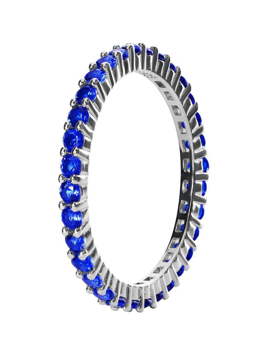 Anillo P 925 de plata zafiro pavé 2