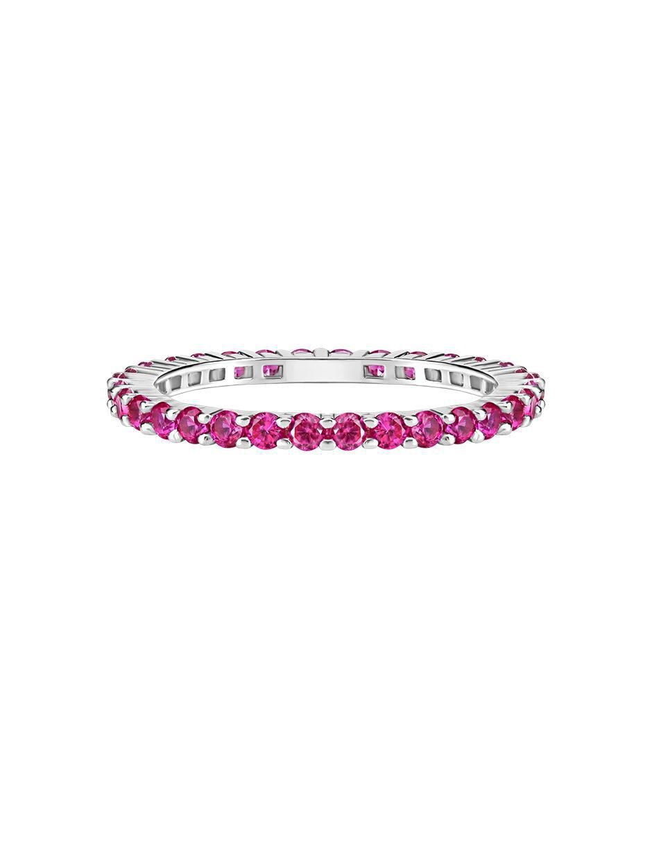 Anillo P 925 de plata rubí pavé