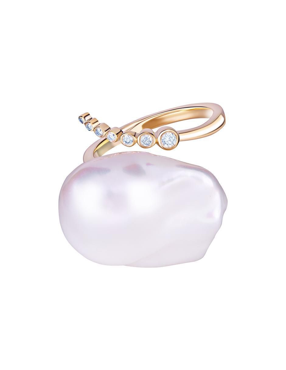 Anillo 14 k de oro amarillo perla