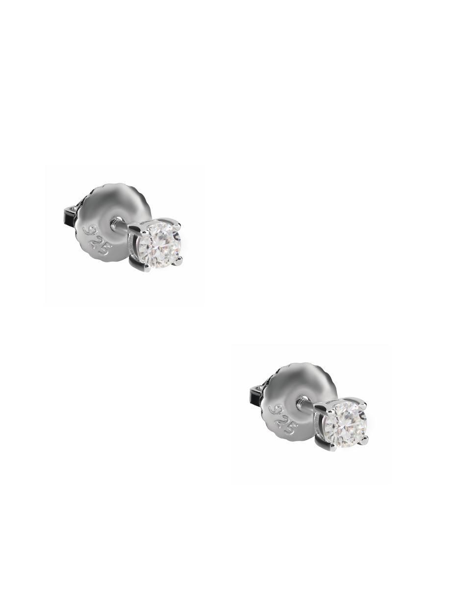 Broqueles circulares de plata P 925 con acabado brillante moissanita 2
