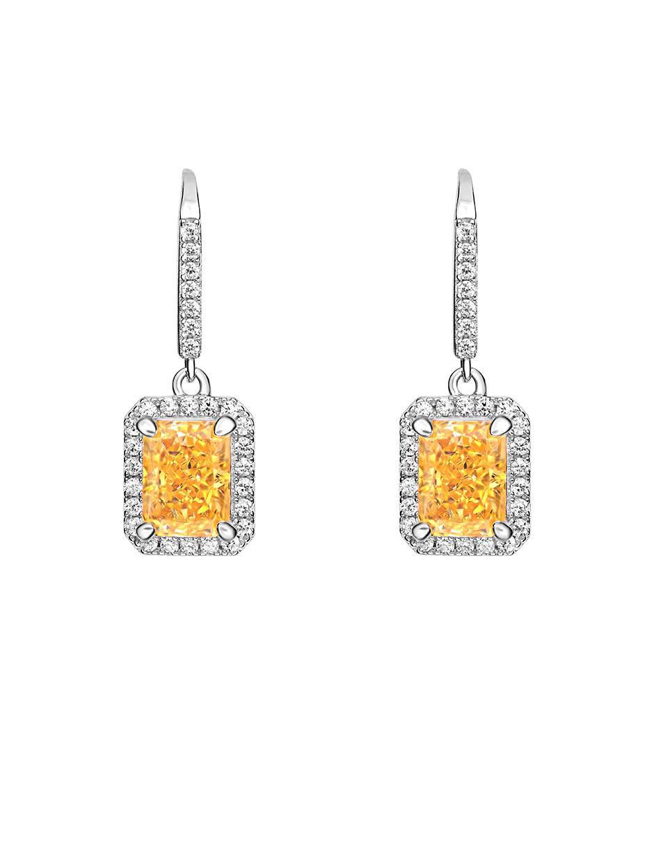 Aretes cortos rectangular de plata P 925 con acabado brillante zirconia Aretes cortos rectangular de plata P 925 con acabado brillante zirconia