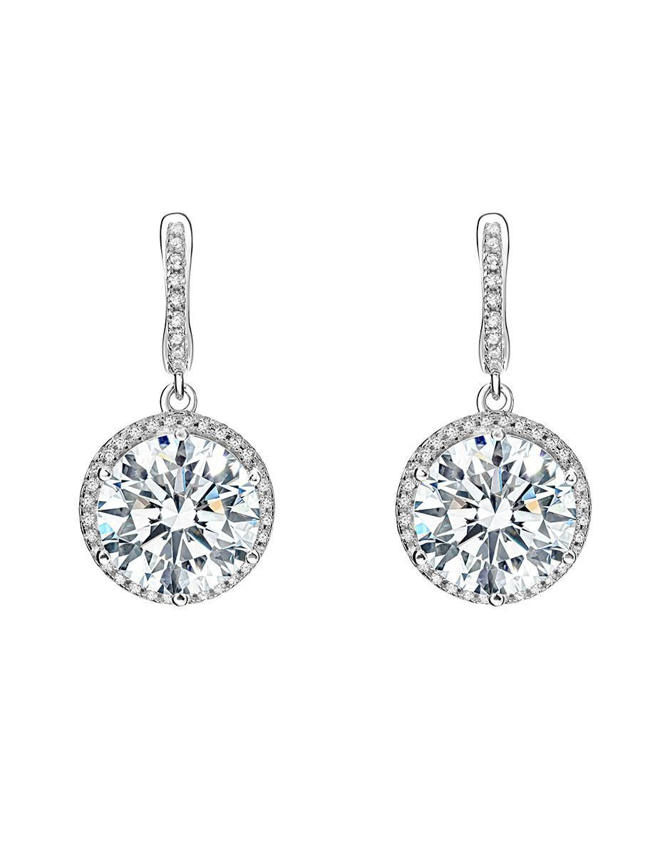 Arete corto circular de plata P 925 con acabado brillante zirconia Arete corto circular de plata P 925 con acabado brillante zirconia