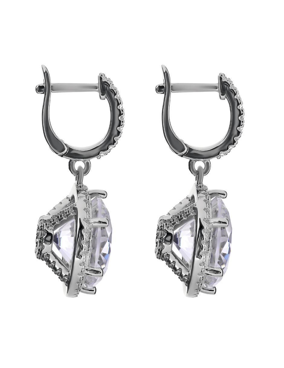 Arete corto circular de plata P 925 con acabado brillante zirconia 3