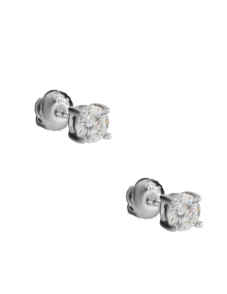 Broqueles de plata P925 con acabado brillante moissanita 2