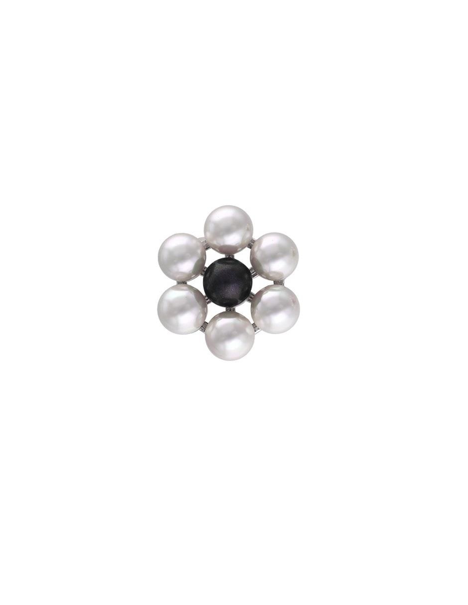 Aretes cortos de flor Kate de plata P 925 con acabado lustre perla 2