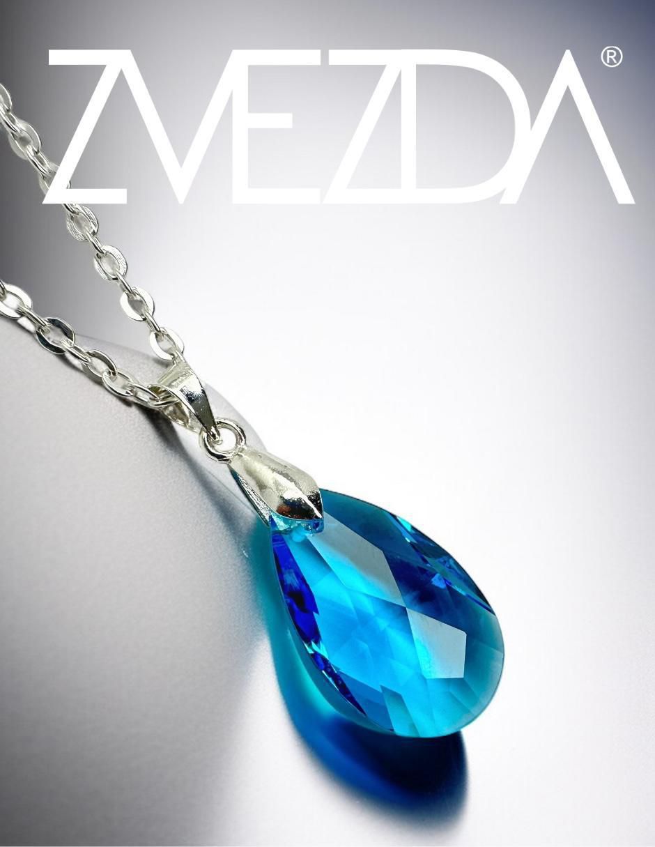 Aretes y collar de gota Élan de plata P925 cristal 2
