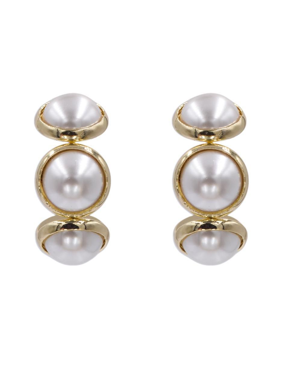 Arracadas Aretes con acabado chapa de oro perla 3