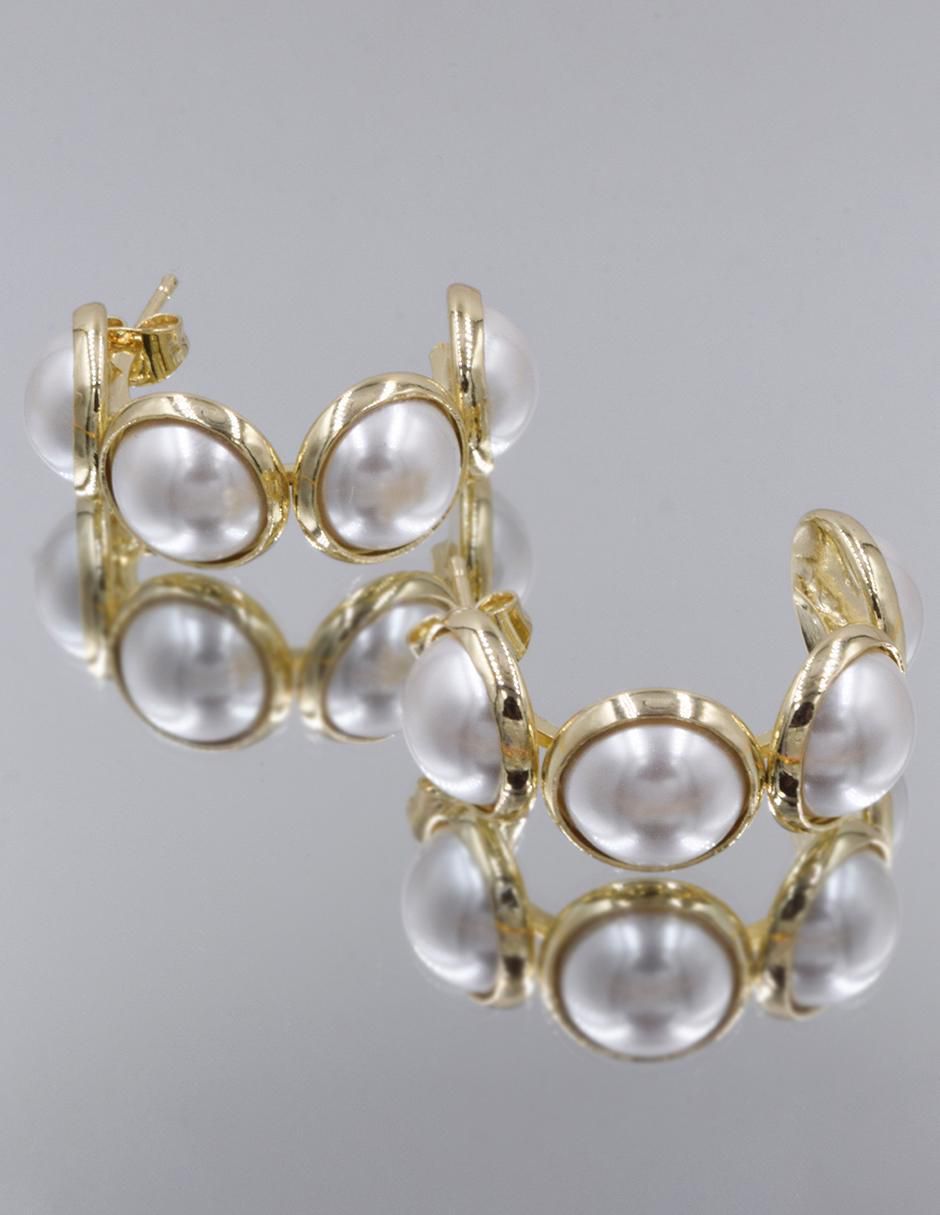 Arracadas Aretes con acabado chapa de oro perla 4