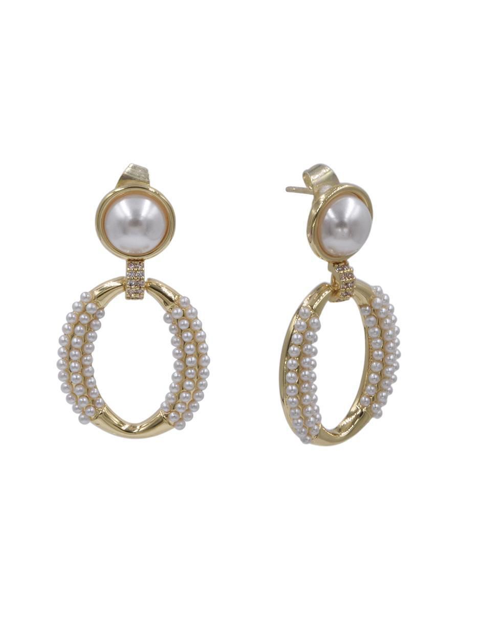 Aretes circulares perla de Mallorca con acabado chapa de oro perla Aretes circulares perla de Mallorca con acabado chapa de oro perla