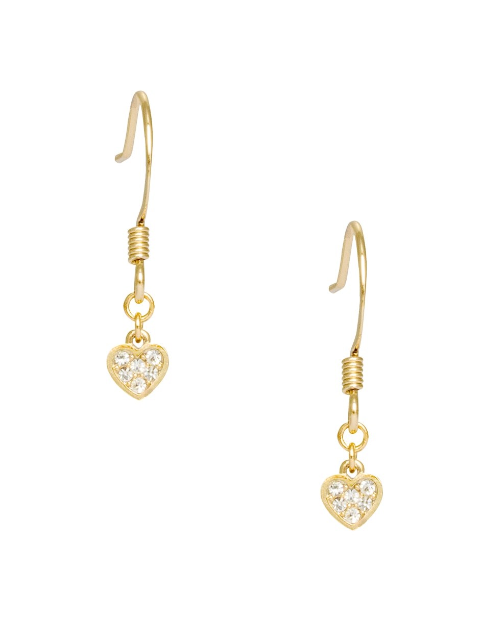 Aretes largos de corazón Charms con acabado pavé cristal