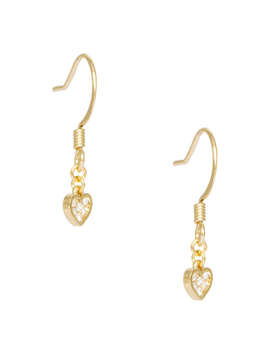 Aretes largos de corazón Charms con acabado pavé cristal 2