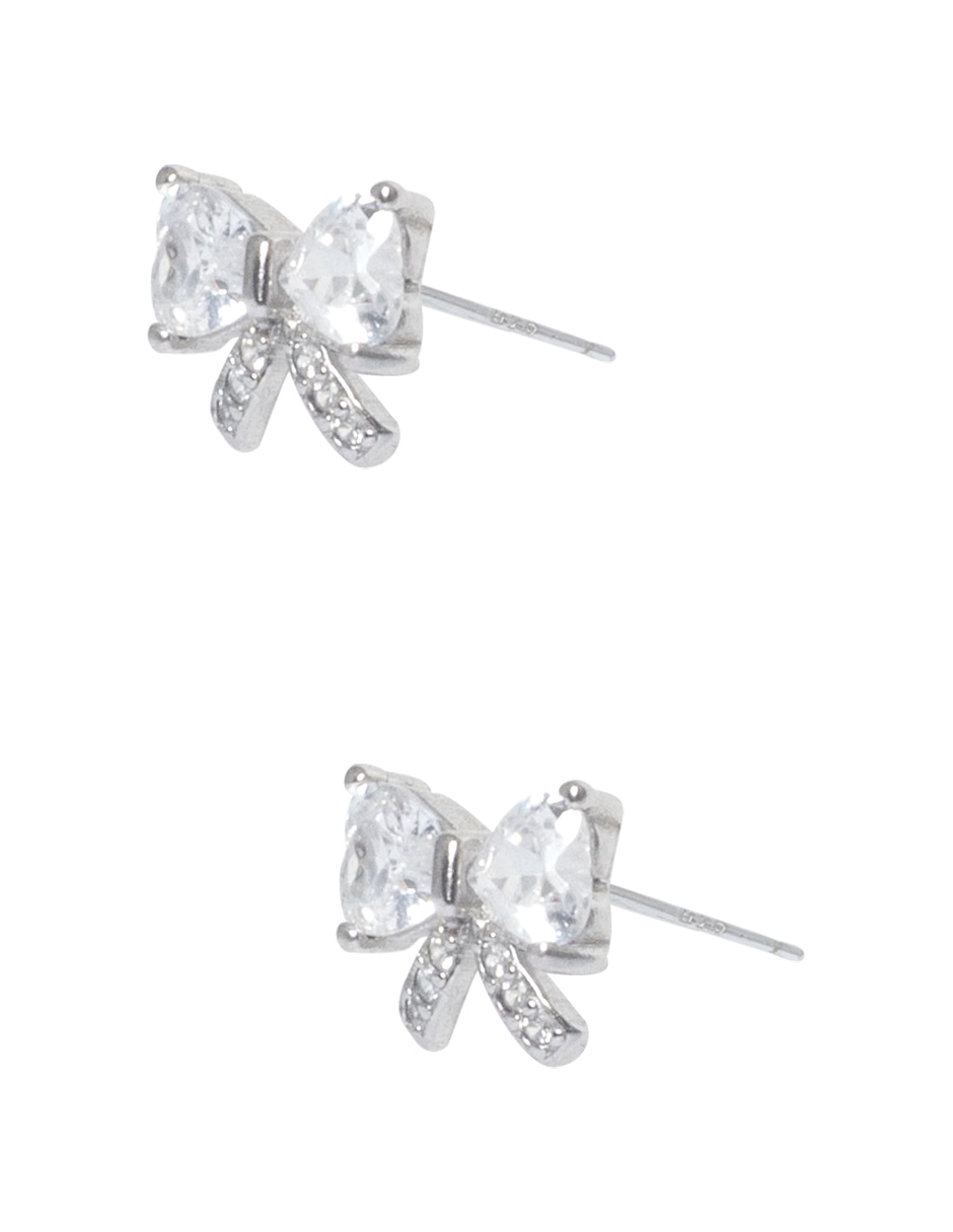 Aretes cortos de Moño  Coquette .925 de plata P 925 con acabado pavé zirconia 2