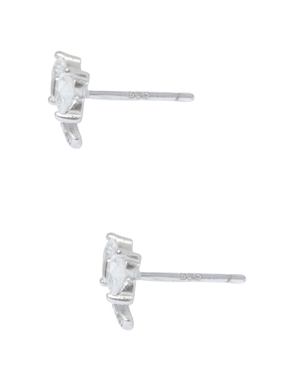Aretes cortos de Moño  Coquette .925 de plata P 925 con acabado pavé zirconia 3