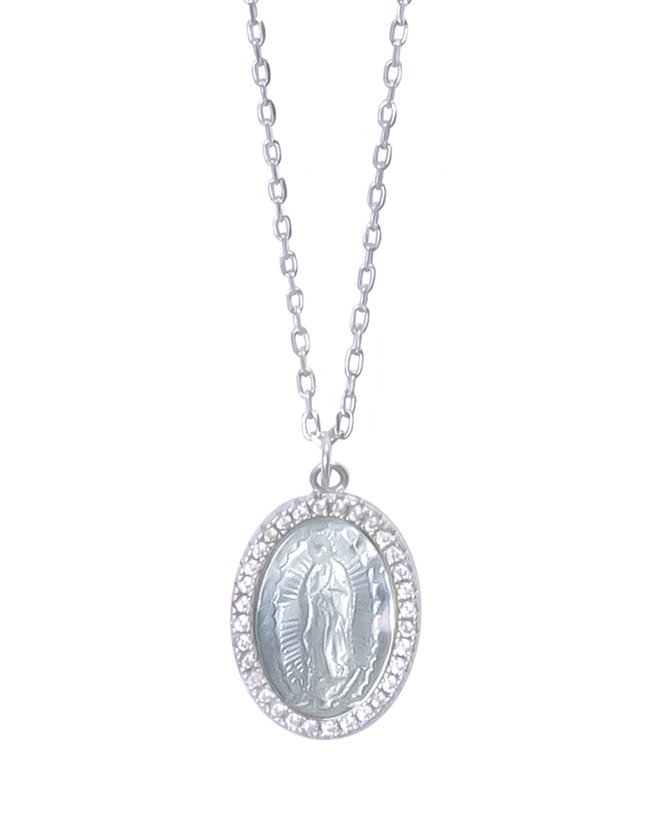 Medalla y cadena ovalada Virgen Mop .925 de plata P 925 Medalla y cadena ovalada Virgen Mop .925 de plata P 925