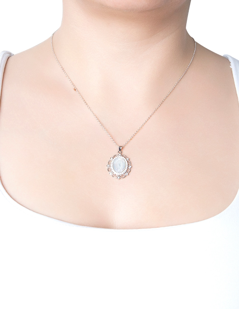 Collar con dije ovalado Virgen Mop .925 de plata P 925 3