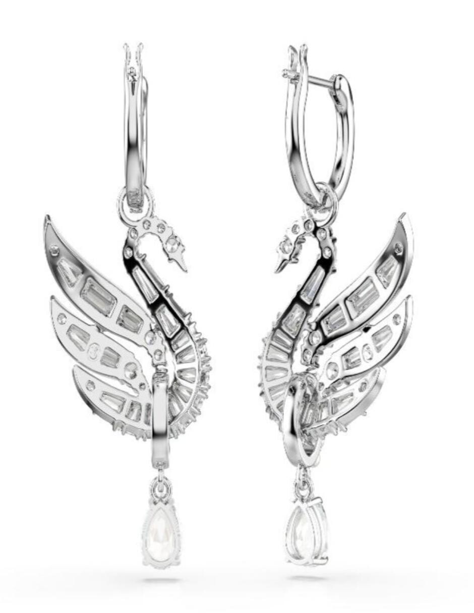 Aretes largos Swan con acabado brillante 2