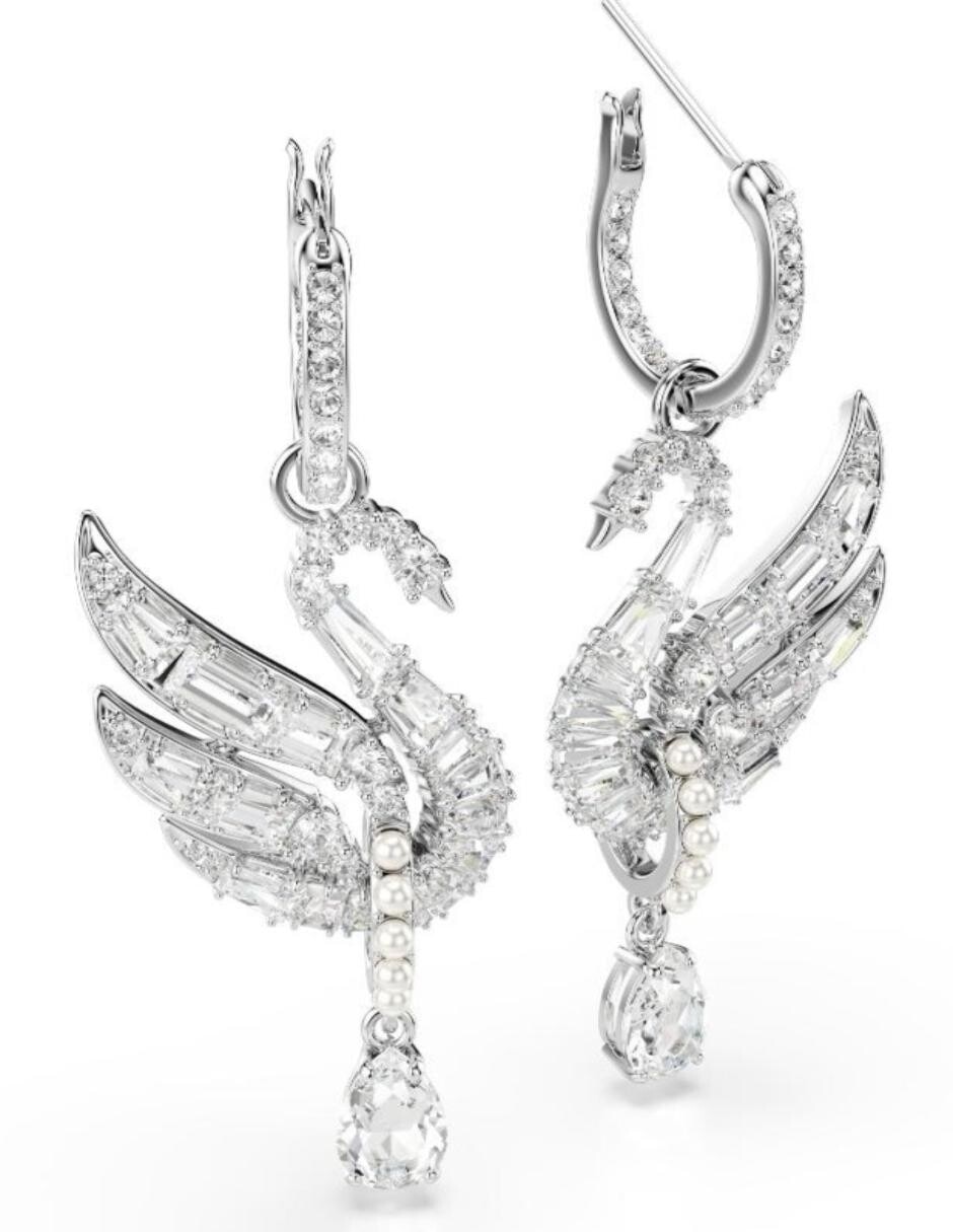 Aretes largos Swan con acabado brillante 3