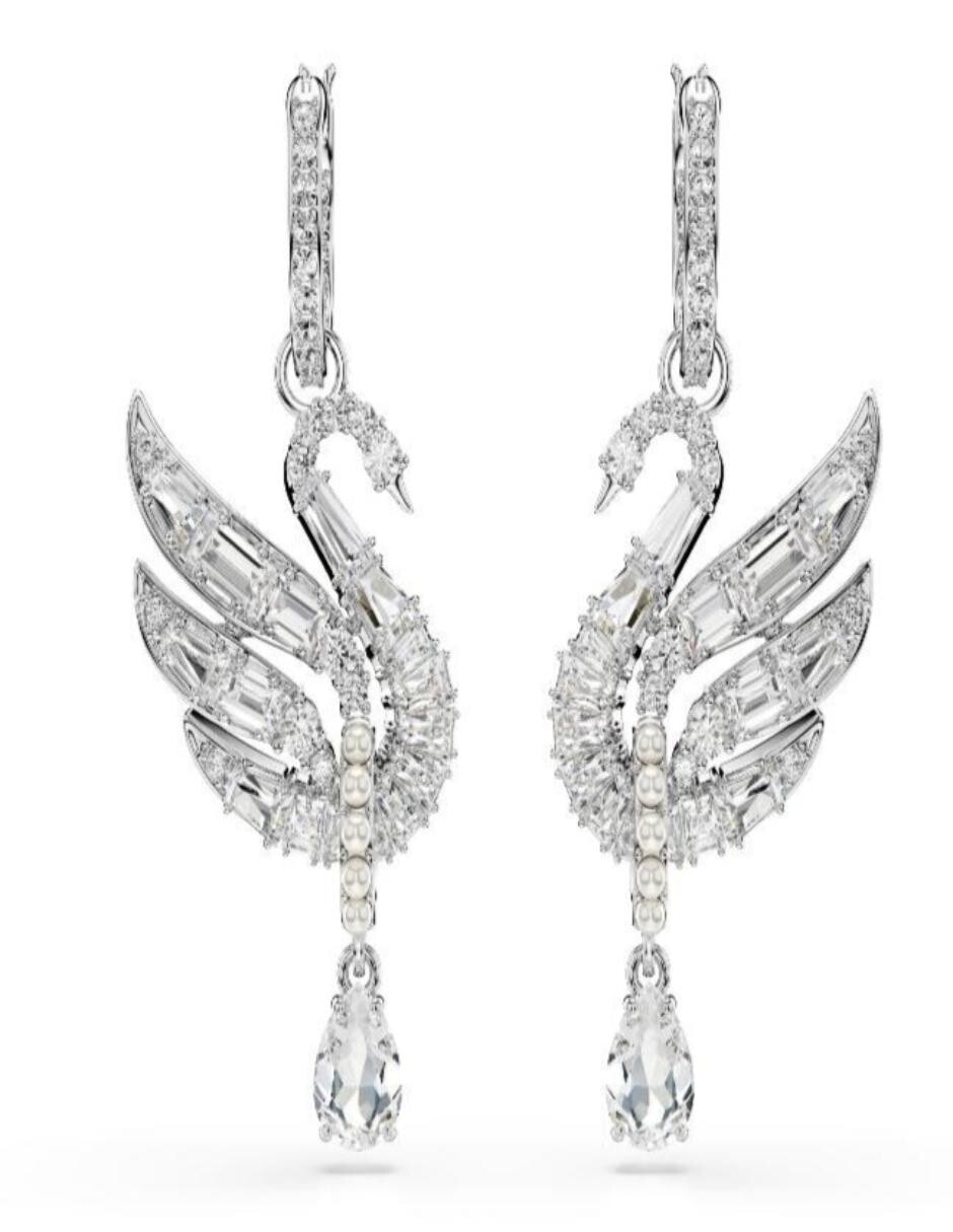 Aretes largos Swan con acabado brillante 4