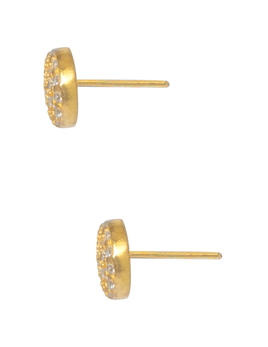 Aretes cortos circulares de plata P 925 con acabado pavé cristal 3