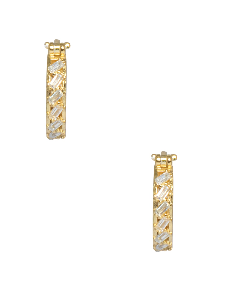 Arracadas Baguettes .925 de plata con acabado pavé zirconia