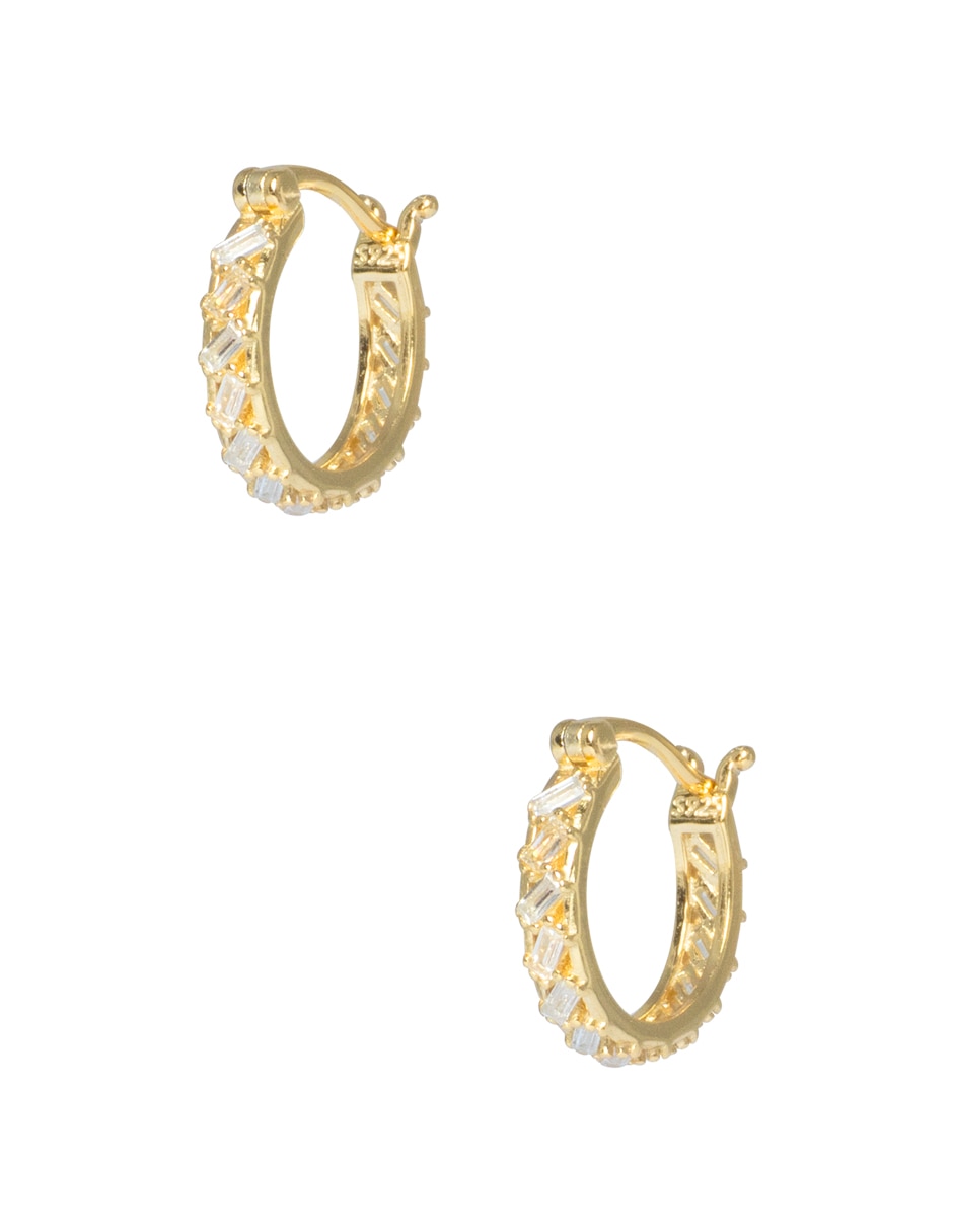 Arracadas Baguettes .925 de plata con acabado pavé zirconia 2