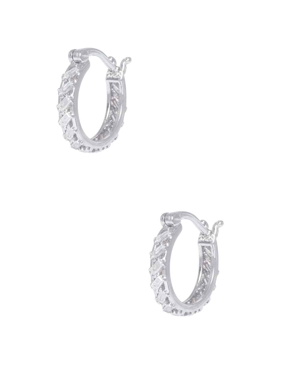 Arracadas Baguettes .925 de plata con acabado pavé zirconia 2