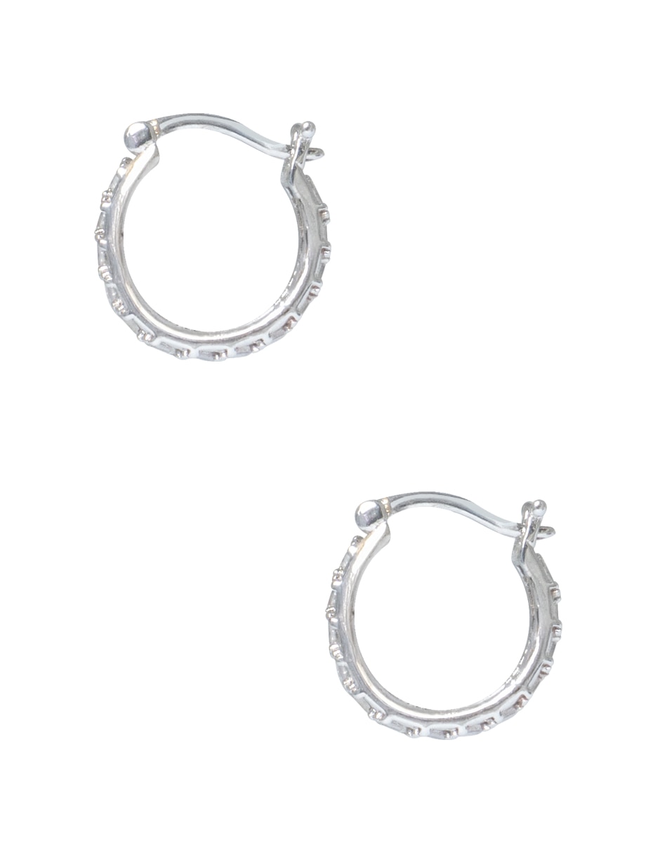 Arracadas Baguettes .925 de plata con acabado pavé zirconia 3