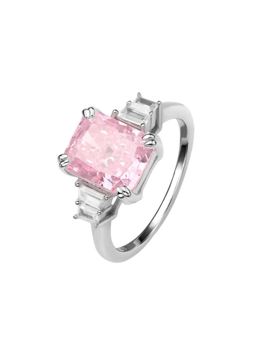 Solitario rectangular Luxury P 925 de plata zirconia pulido 2
