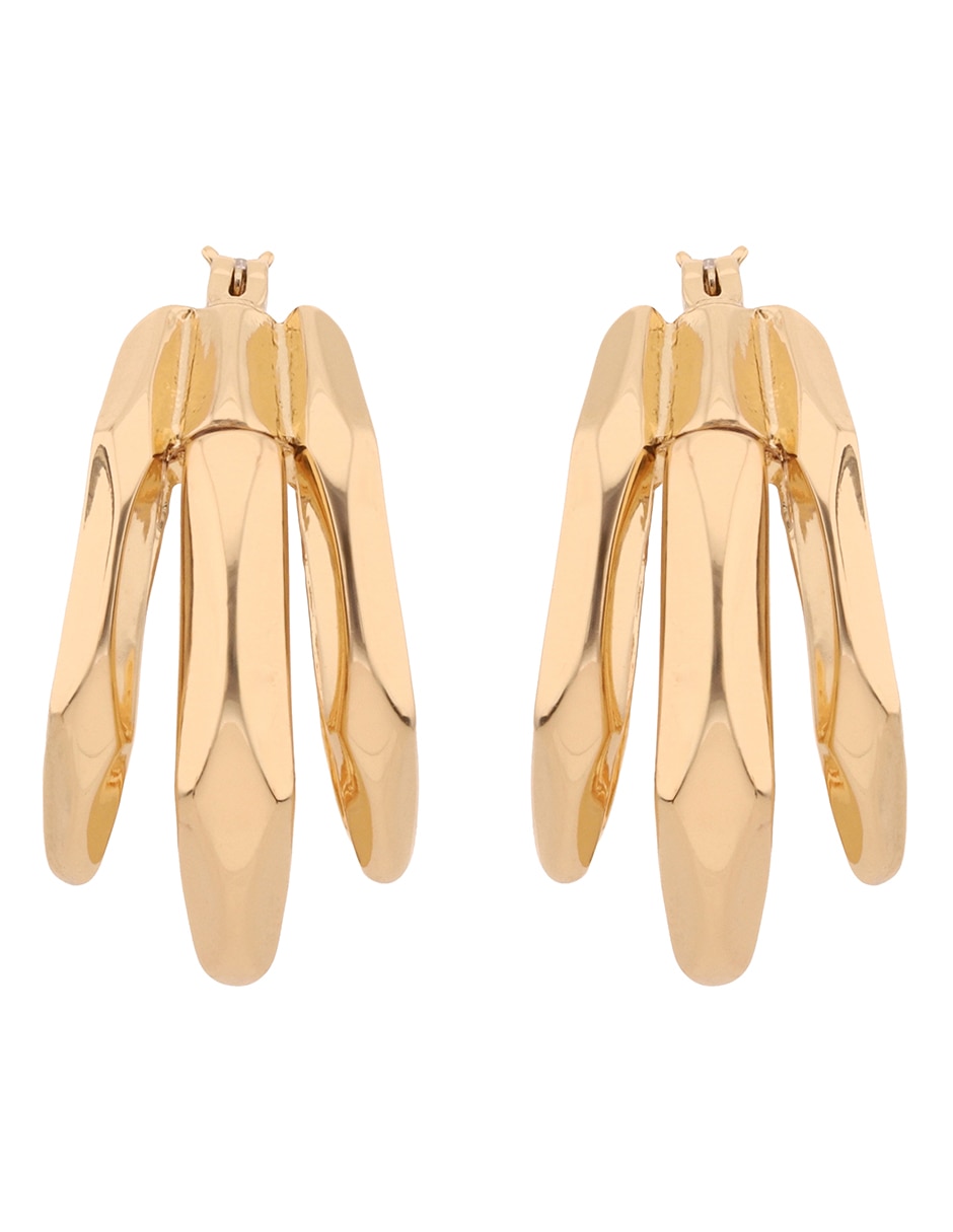 Aretes cortos circulares Gold Facets con acabado brillante