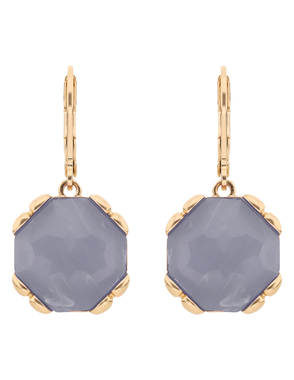 Aretes cortos circulares Set In Stone con acabado brillante