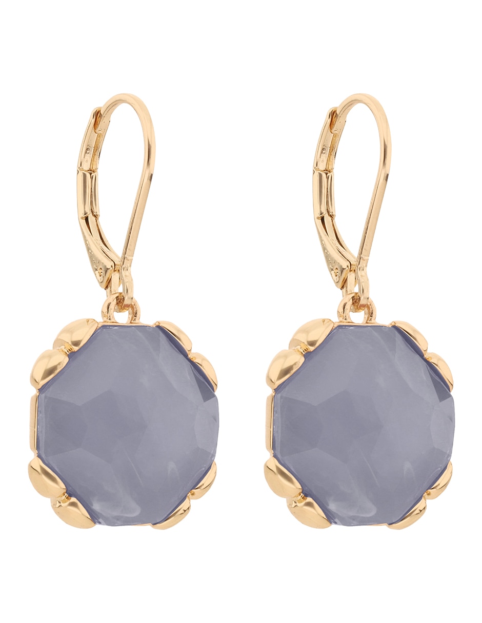 Aretes cortos circulares Set In Stone con acabado brillante 2