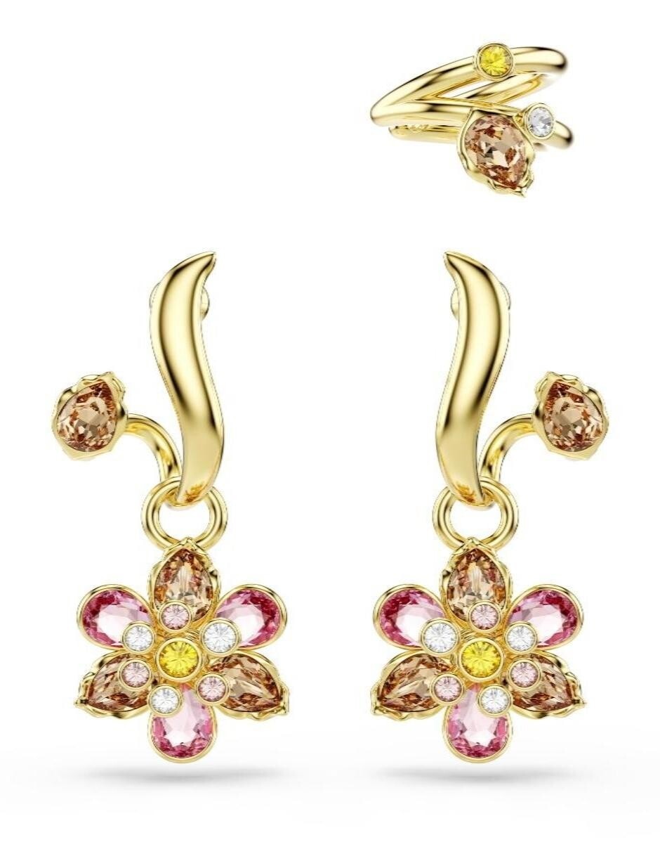 Set de aretes de flor Idyllia con acabado brillante