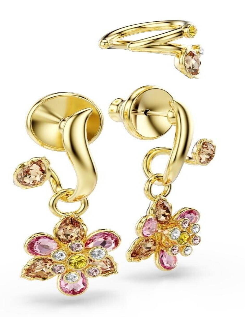 Set de aretes de flor Idyllia con acabado brillante 3