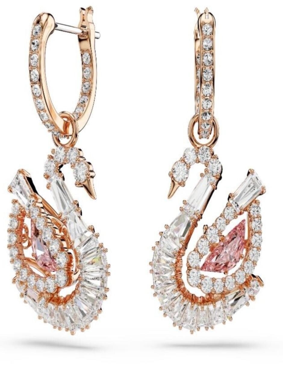 Aretes largos de cisne Swan con acabado brillante