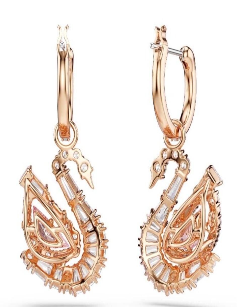 Aretes largos de cisne Swan con acabado brillante 2